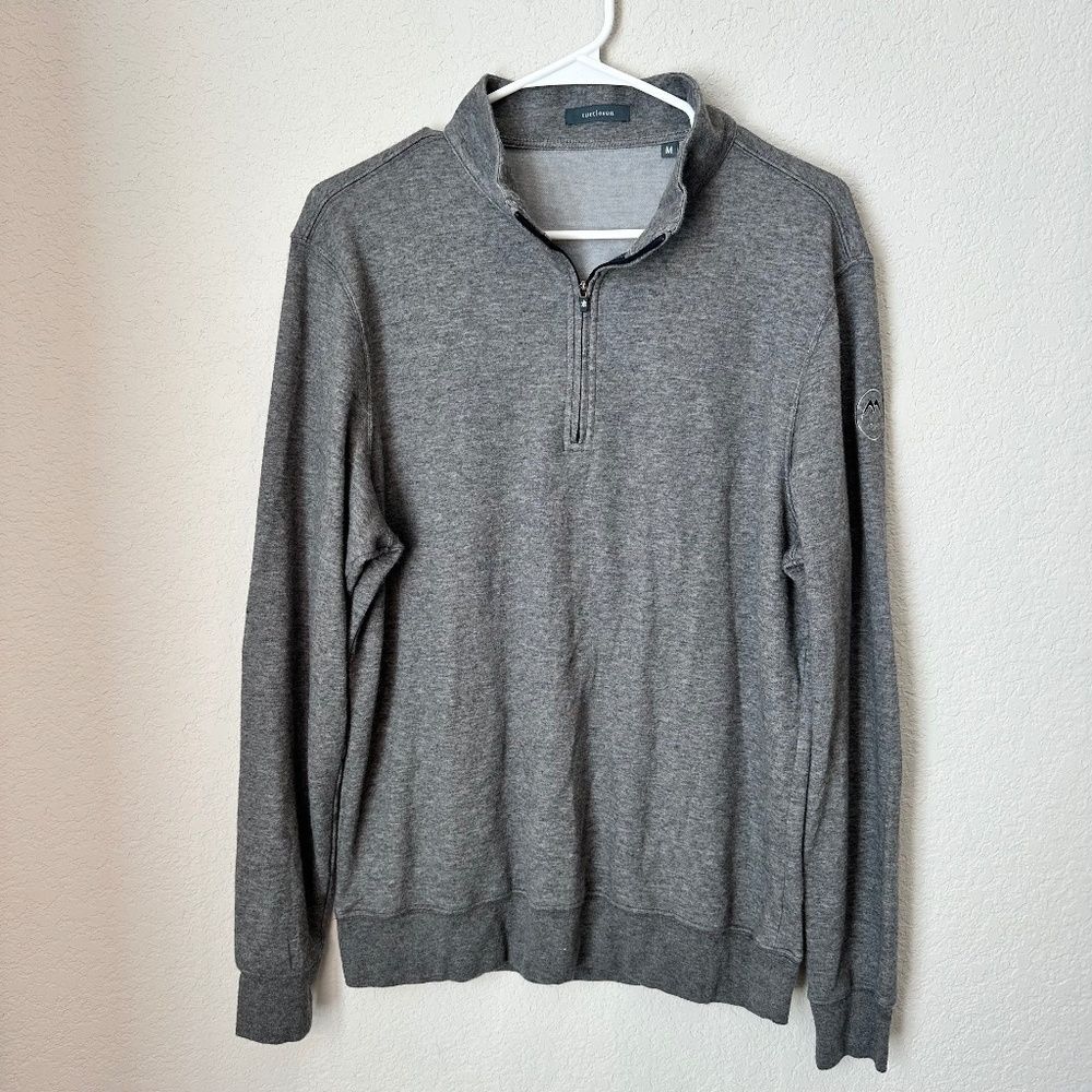 Men’s Turtleson Grey Quarter Zip Soft Cotton Blend Sweater - Size M - EUC